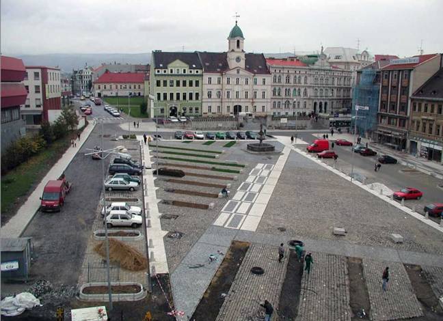Kompletní rekonstrukce povrchů, náměstí Svobody, Teplice, , žulové dlažby a vápencové mozaiky